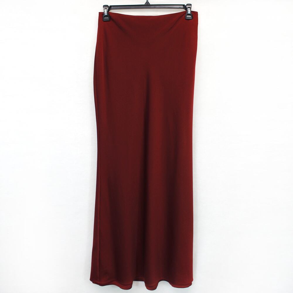 Camila Coelho designer dramatic Art Deco burgundy maxi lined skirt Large